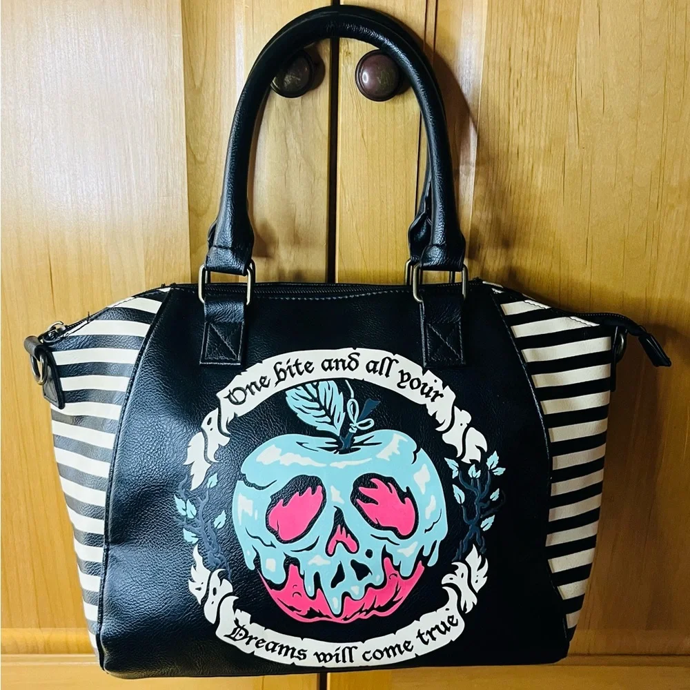 EUC Black / White Striped Loungefly Snow White Poisoned Apple Purse / Wallet - Picture 12 of 15